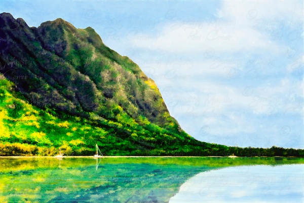Ko'olau Mountains, Digital Painting, Available in Various Sizes