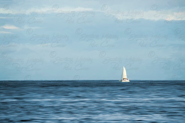 Sailboat, Blue Ocean, Blue Sky, Photo Art, looks like painting, Various Sizes Available
